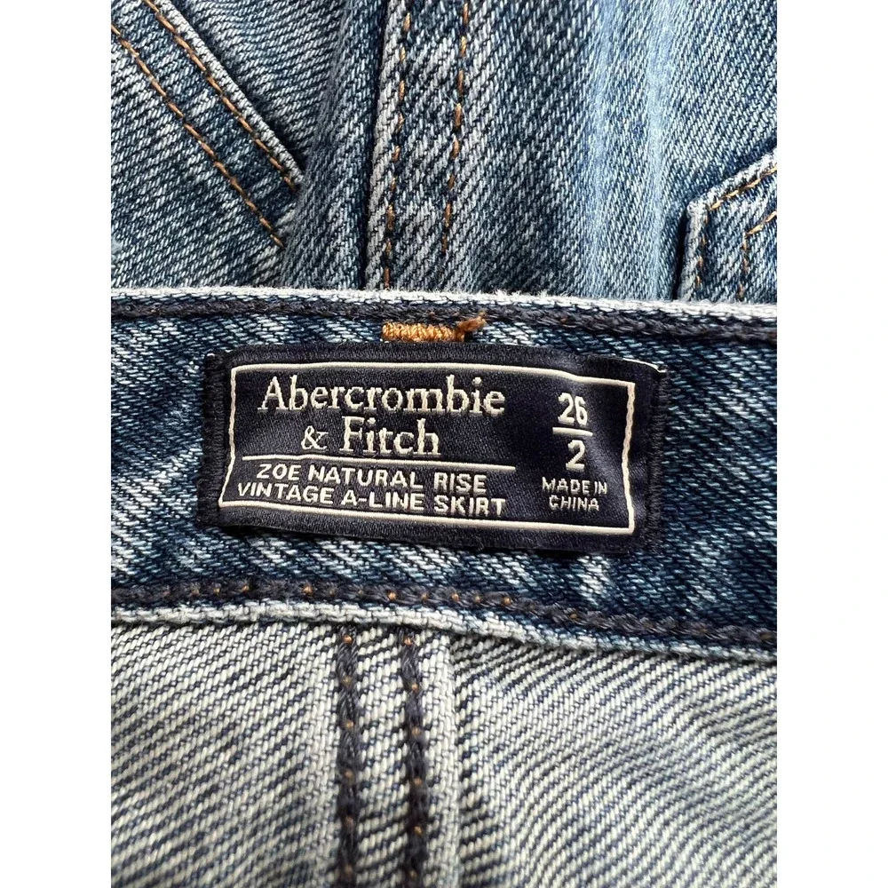 Abercrombie & Fitch Women's Vintage A-Line Zoe Natural Rise Skirt Blue Size 26/2